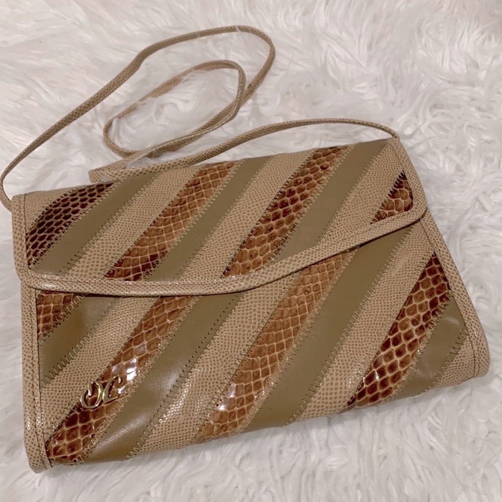 OLEG Casini snake skin/leather clutch/shoulder bag vintage women’s